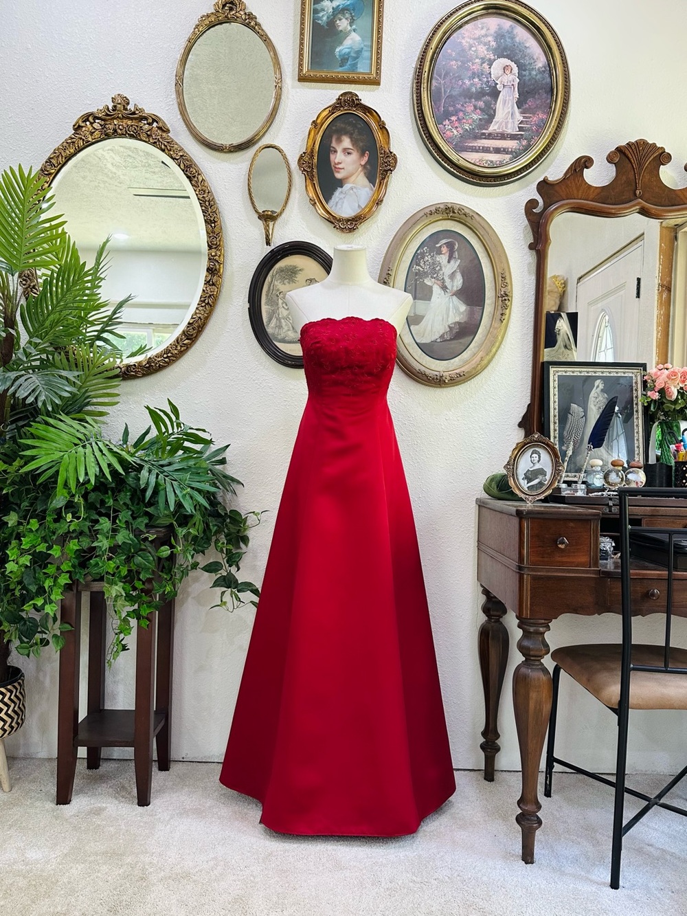 Michaelangelo Strapless Red Formal Gown